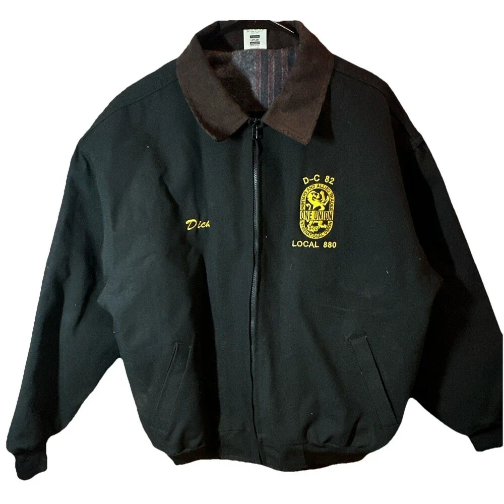 Vintage UFCW Local 880 Union Labor Jacket XL Made USA Black Bomber Coat